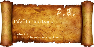 Páli Barbara névjegykártya